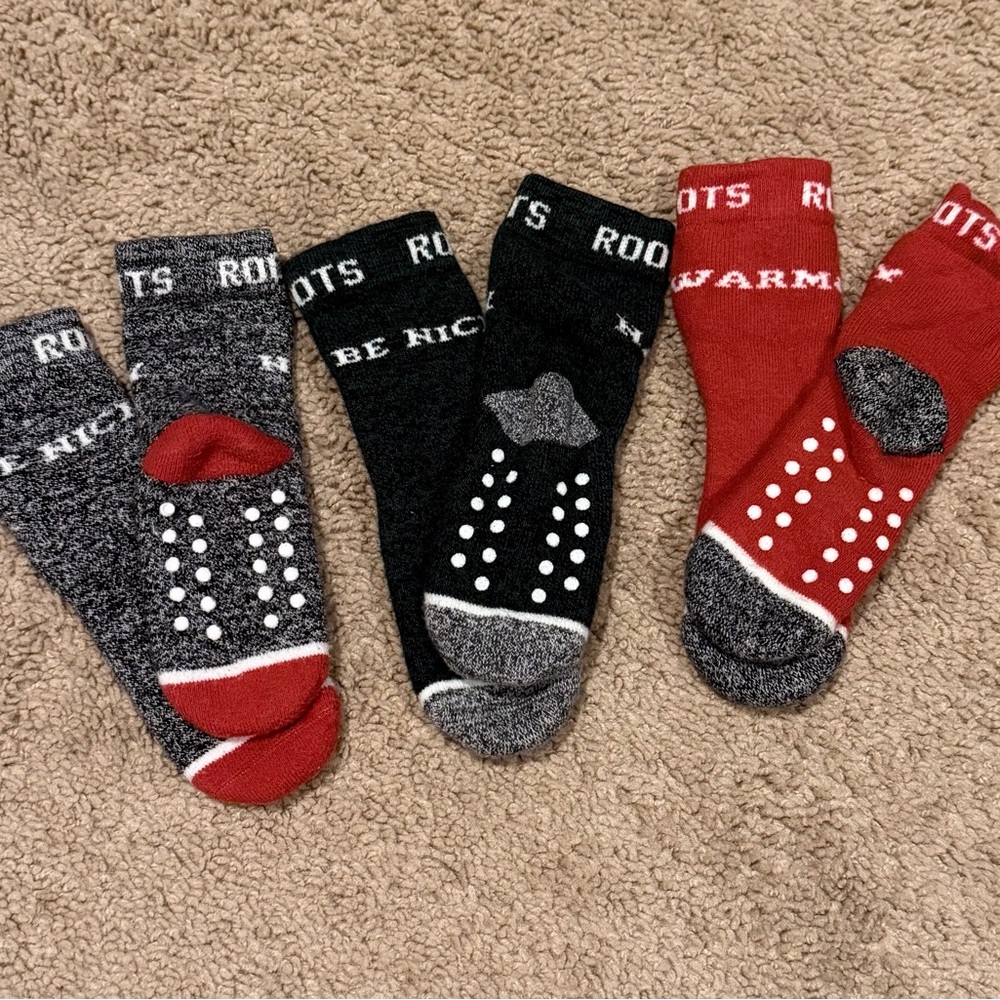 Roots Toddler 12-24 months Cabin Socks Set - Green, Gray, Red